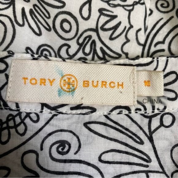 Tory Burch Doodle Print Shirt Dress Women Size 10 - Picture 7 of 8